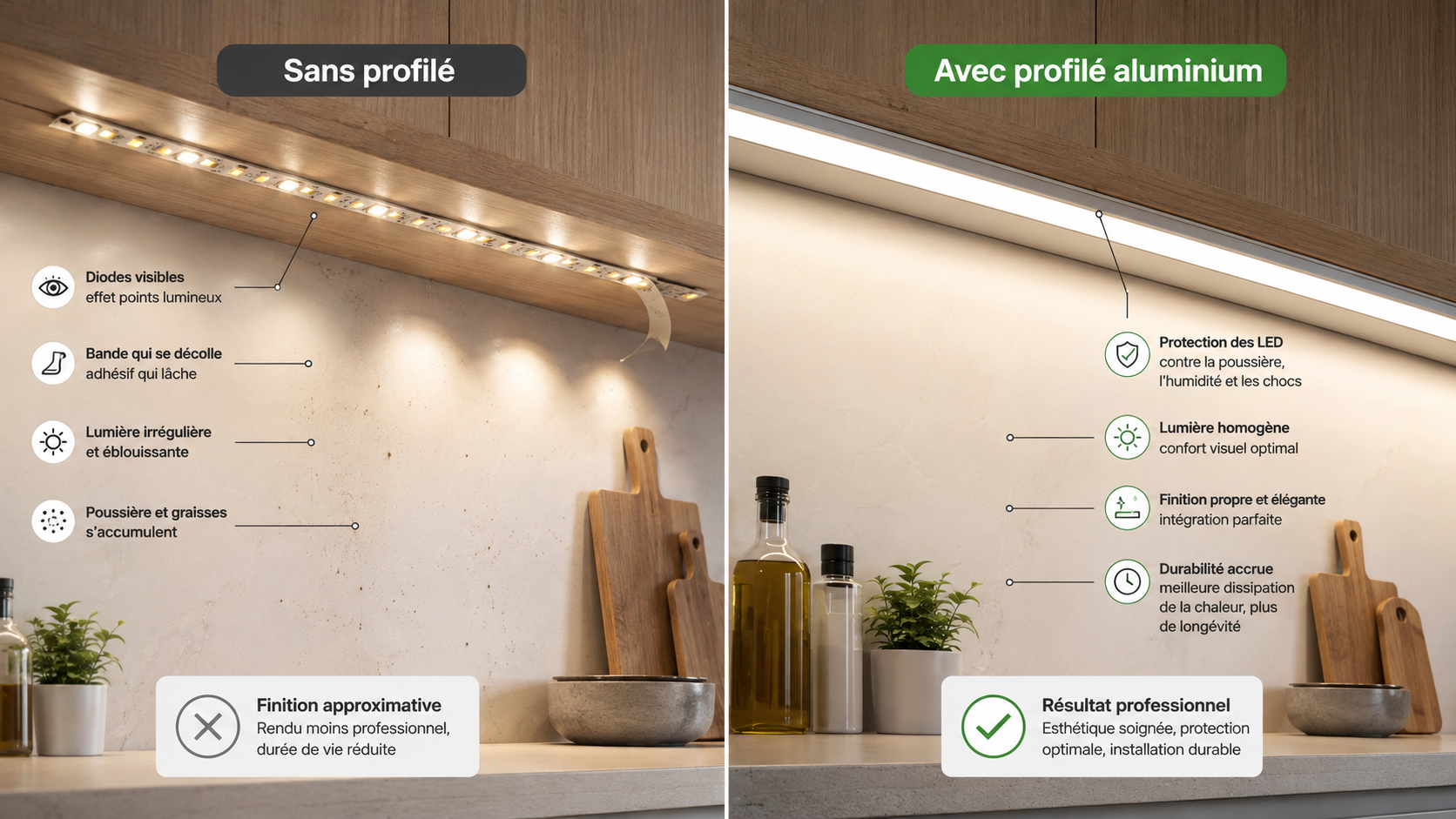 Ruban LED avec et sans profilé aluminium