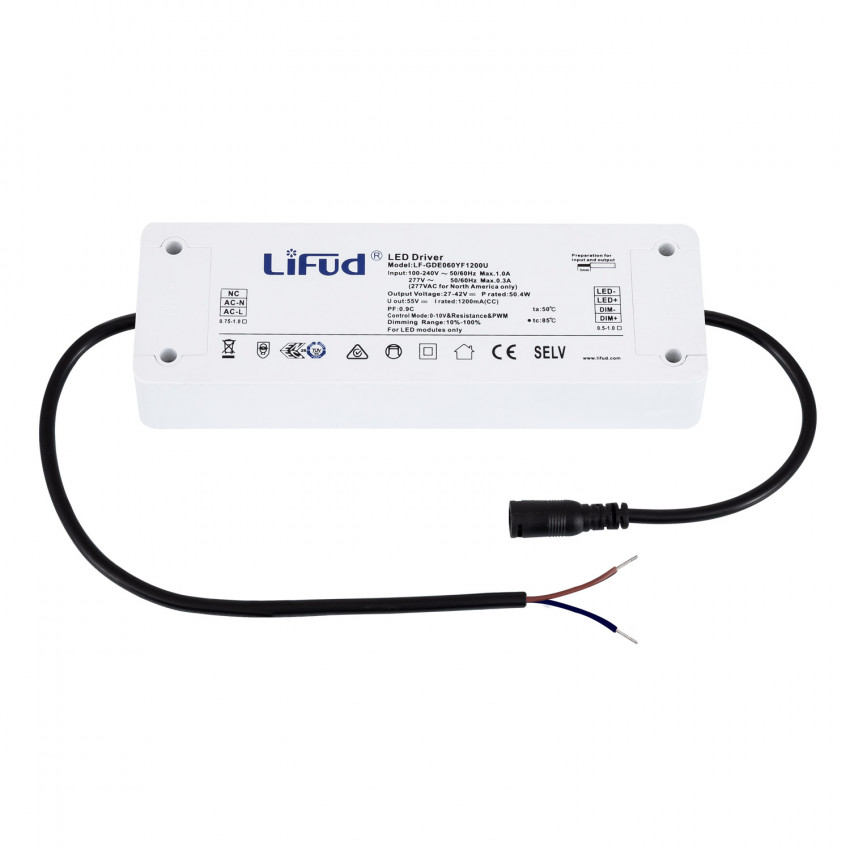 Prodotto — Driver LIFUD 50.4W dimmable 1/10 V sortie 27/42V DC 1200mA