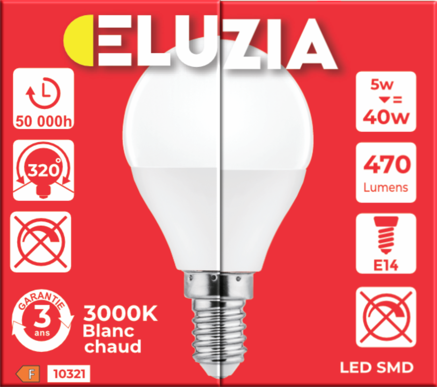Produit — Ampoule LED SMD mini sphér. P45 opale 3000K 5W 470L E14