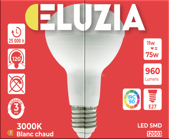 Produit — Ampoule LED SMD Spot R80 3000K 11W 950L E27 IRC90