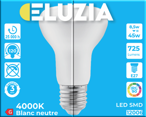 Produit — Ampoule LED SMD Spot R63 4000K 8.5W 725L E27