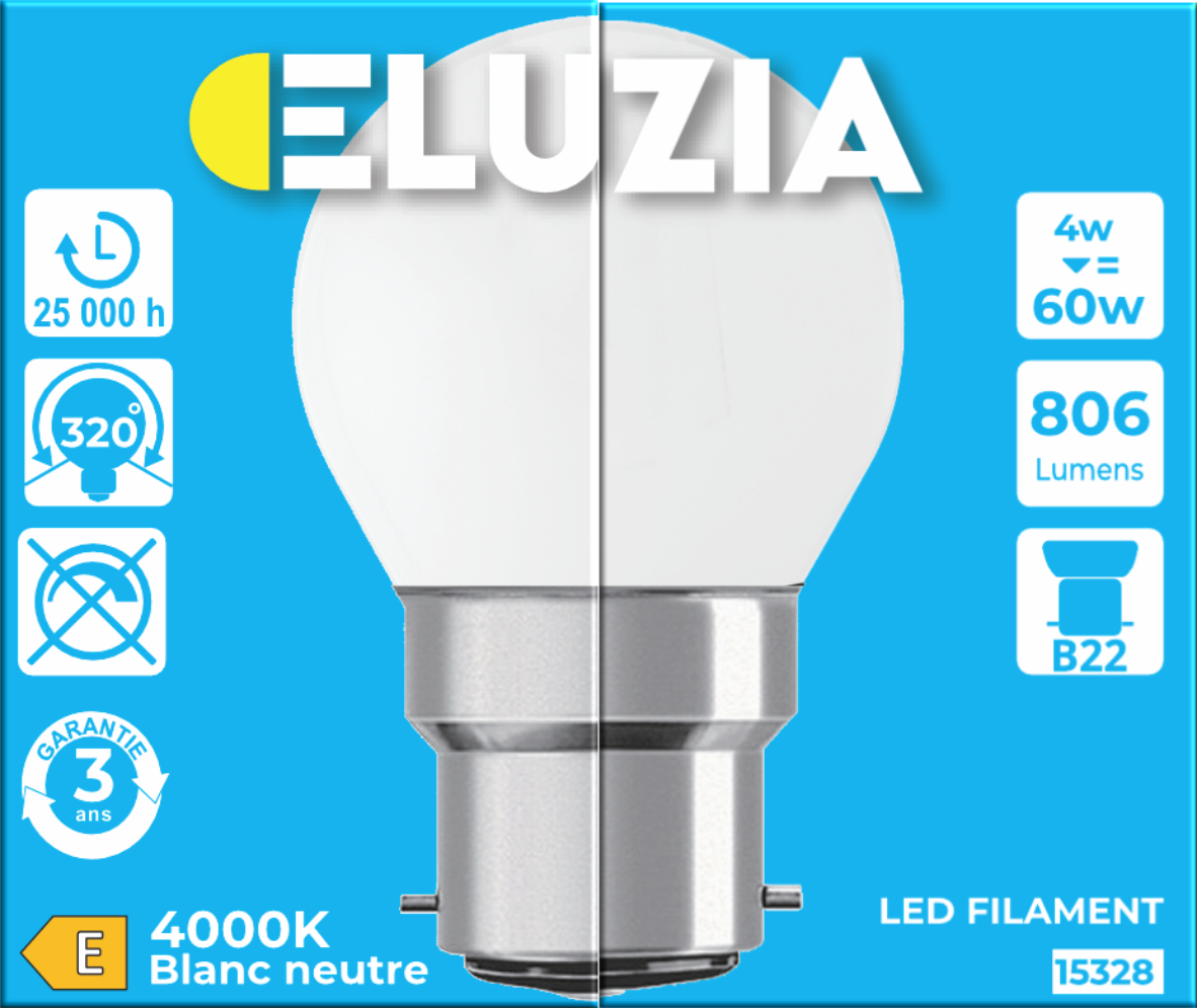 Produit — Ampoule LED Fil. (D) mini sphér. P45 Milky 4000K 4W 470L B22