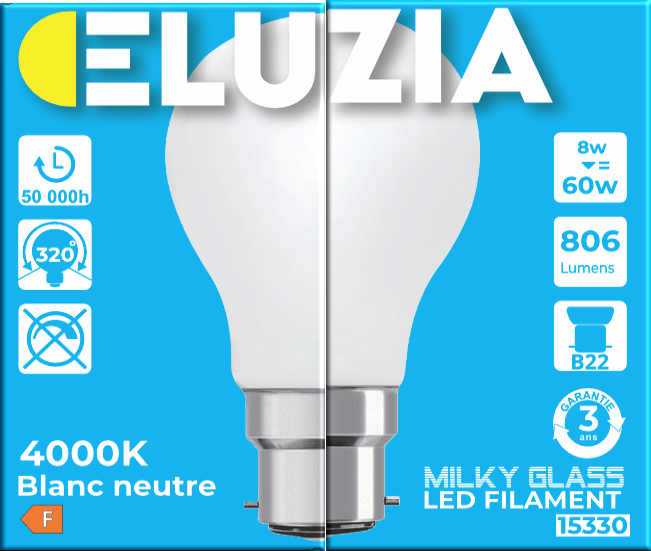 Produit — Ampoule LED Fil. (D) Std Milky 4000K 8W 806L B22