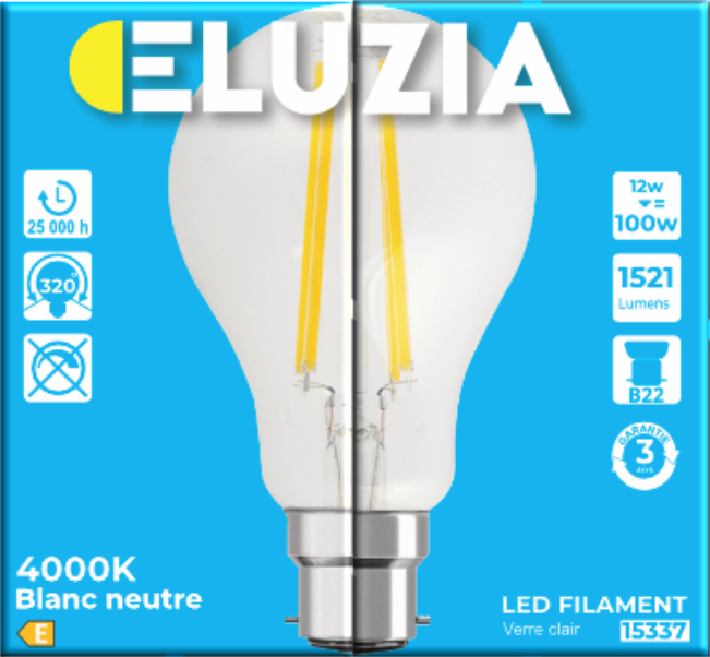 Produit — Ampoule LED Fil. (D) Std claire 4000K 11W 1521L B22
