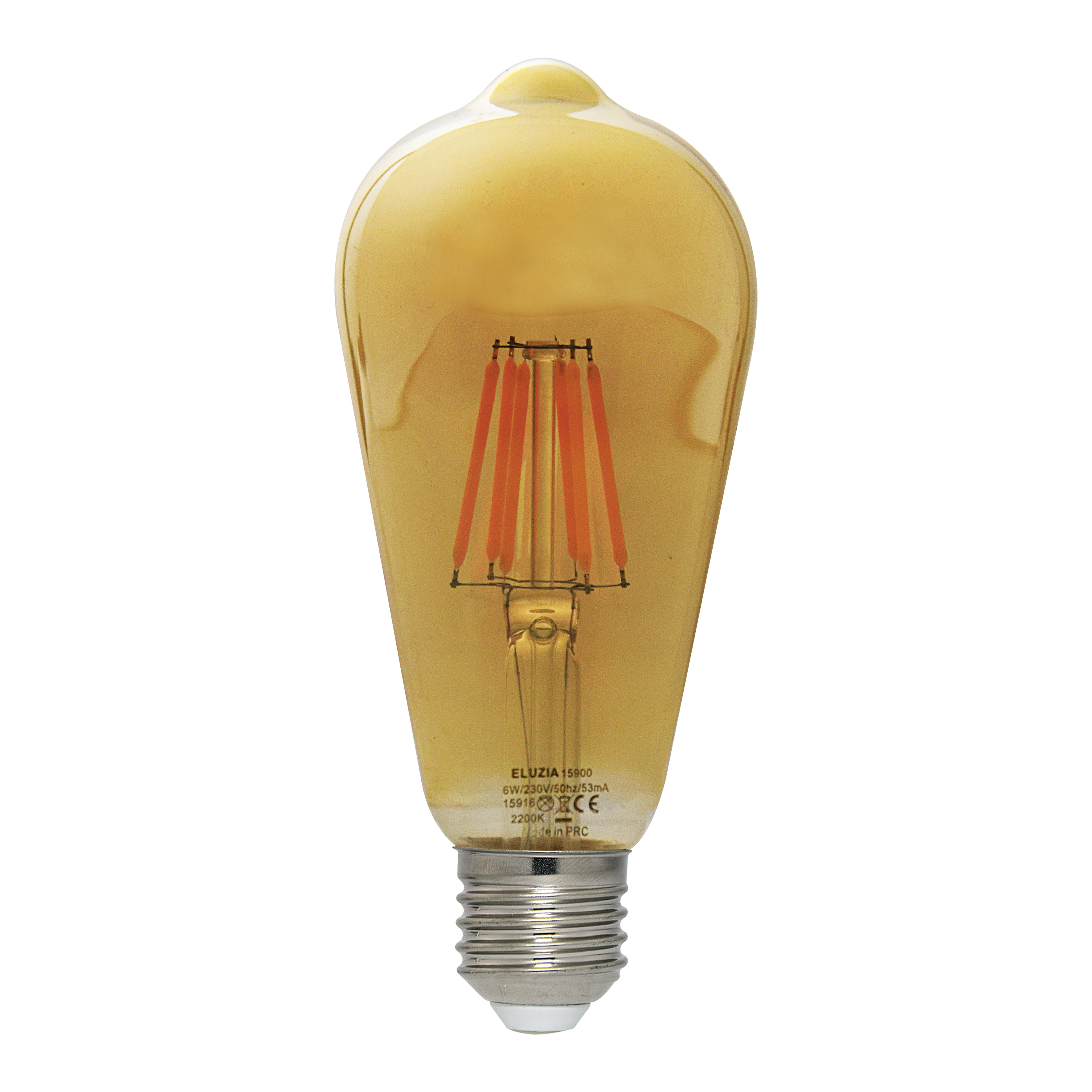 Lampe LED Fil. (D) Edison ST64 ambré 2200K 6W 660L E27