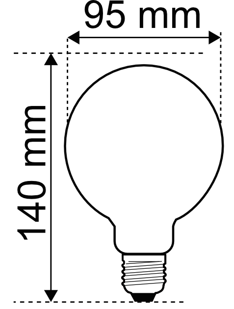 Produit — Ampoule LED Fil. (D) Globe G95 ambré 2200K 8W 800L E27