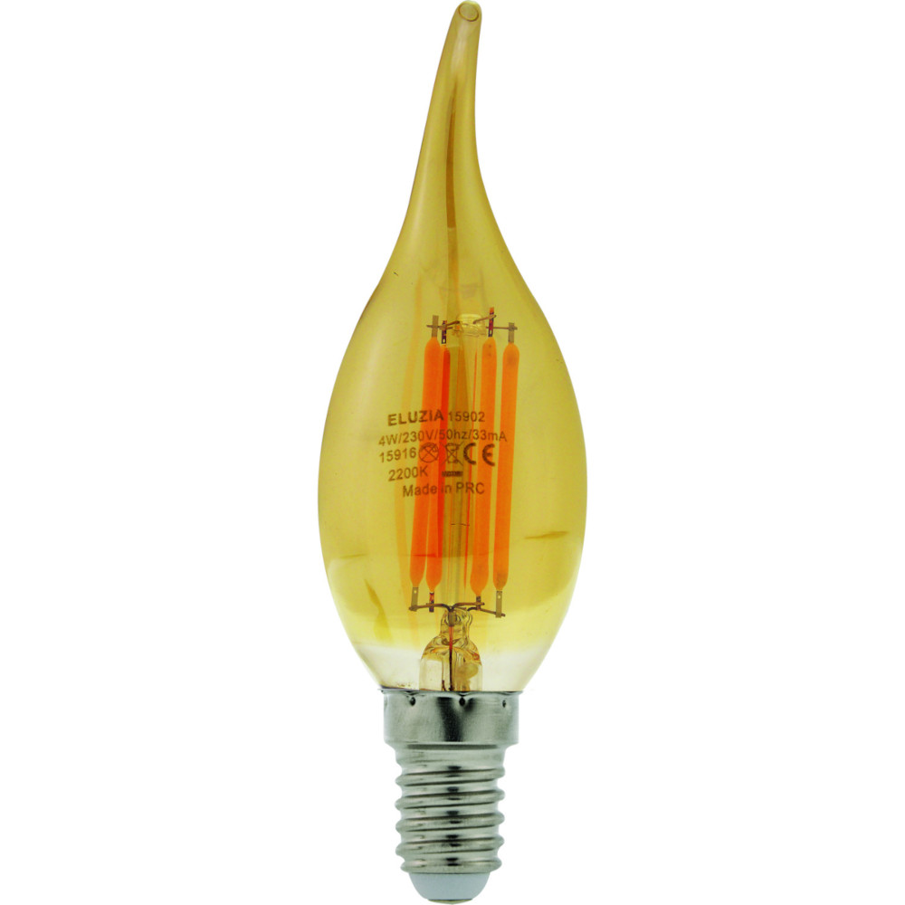 Lampe LED Fil. (D) Flamme CDV ambré 2200K 4W 440L E14
