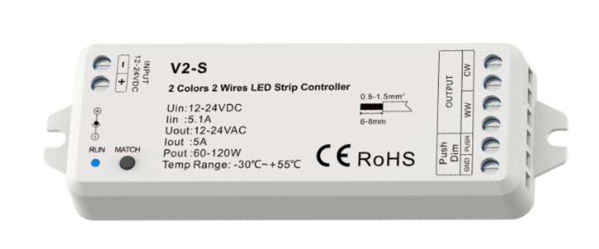 Produit — Controleur gradation de blanc RF 2.4G 120W 24V - 60W 12V