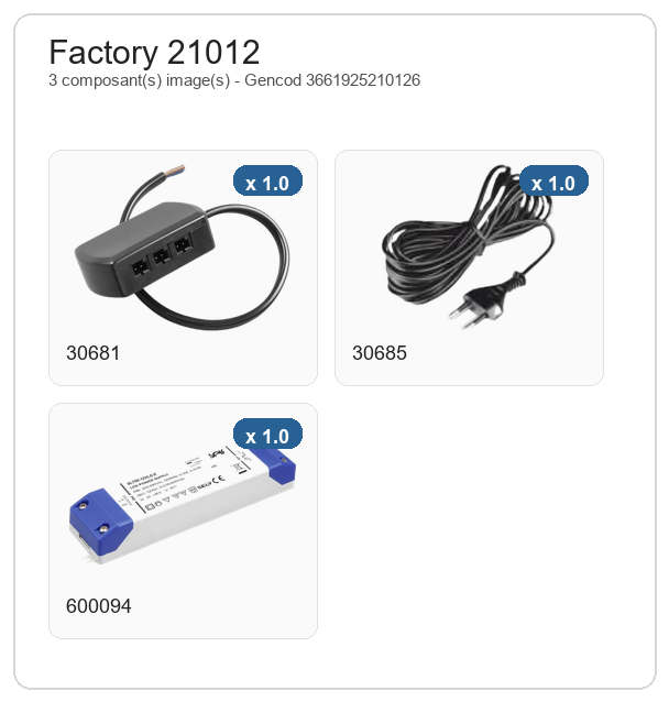 Produit — Kit driver 24V 60W 100-240V - multivoie et cordont fiche française