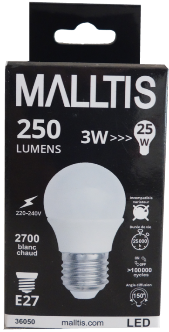 Produit — Ampoule LED perdrix P45 2700K 3W 250L E27