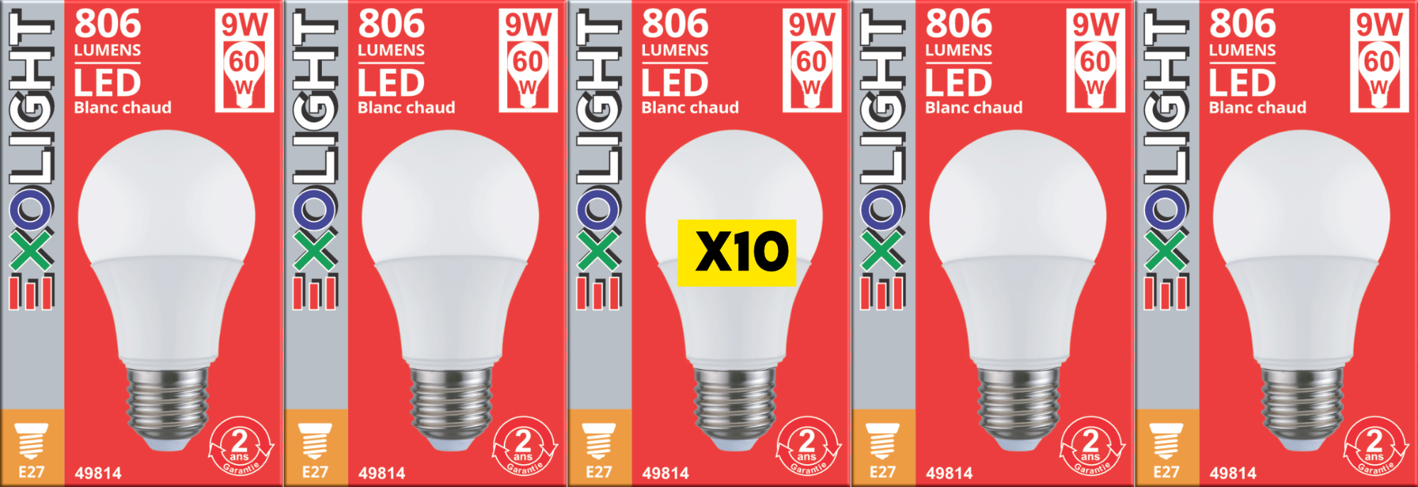 Produit — Ampoule LED SMD standard opale 3000K 9W 806L E27 -Bx10