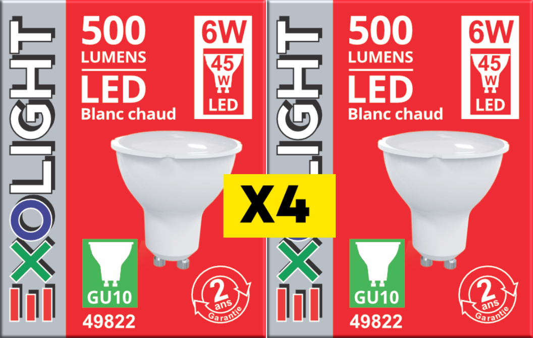 Produit — Ampoule LED SMD PAR16 3000K 6W 500L GU10 100° -Bx4