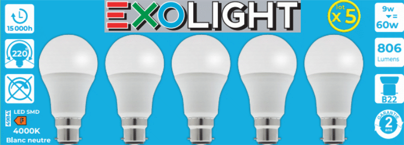 lampadina LED SMD Std opale 4000K 9W 806L B22 - Bx5