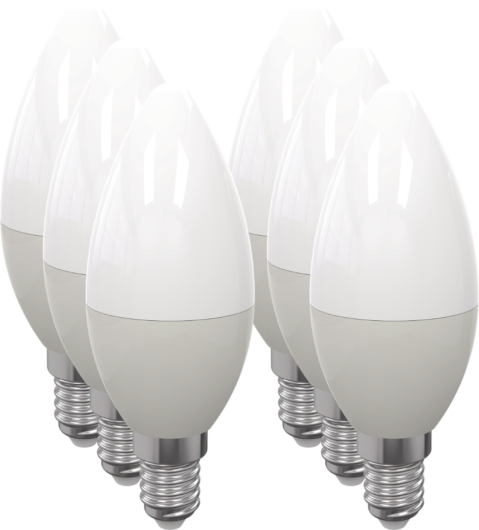 lampadina LED SMD Flamme lisse opale 4000K 6W 500L E14 - Bx6