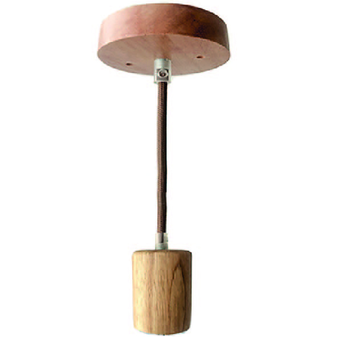 Produit — Luminaire bois : douille E27 + rosace + câble textile 1m