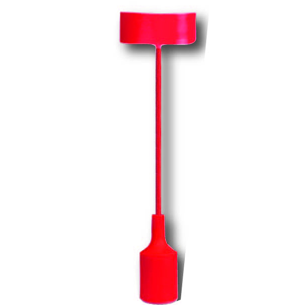 Produit — Luminaire silicone rouge : douille E27 + rosace + câble textile 1m