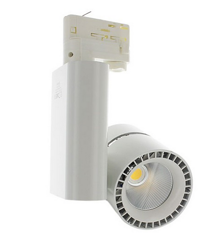 Produit — Projecteur blanc LED COB 3 phases sur rail 28W 3750Lm 3000K 24° IRC90