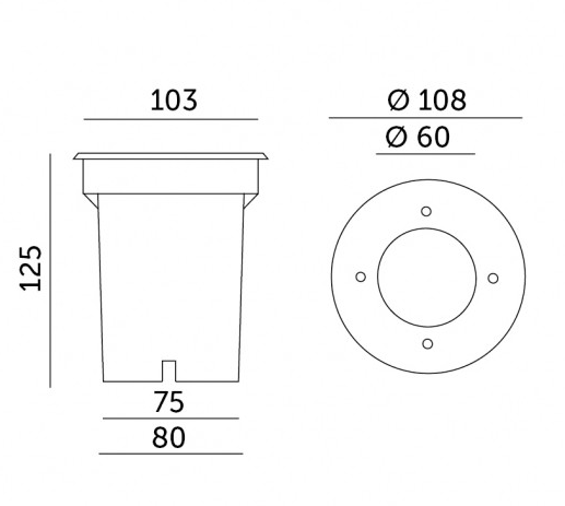 Produit — Projecteur de sol encastré rond - GU10 Non inclus