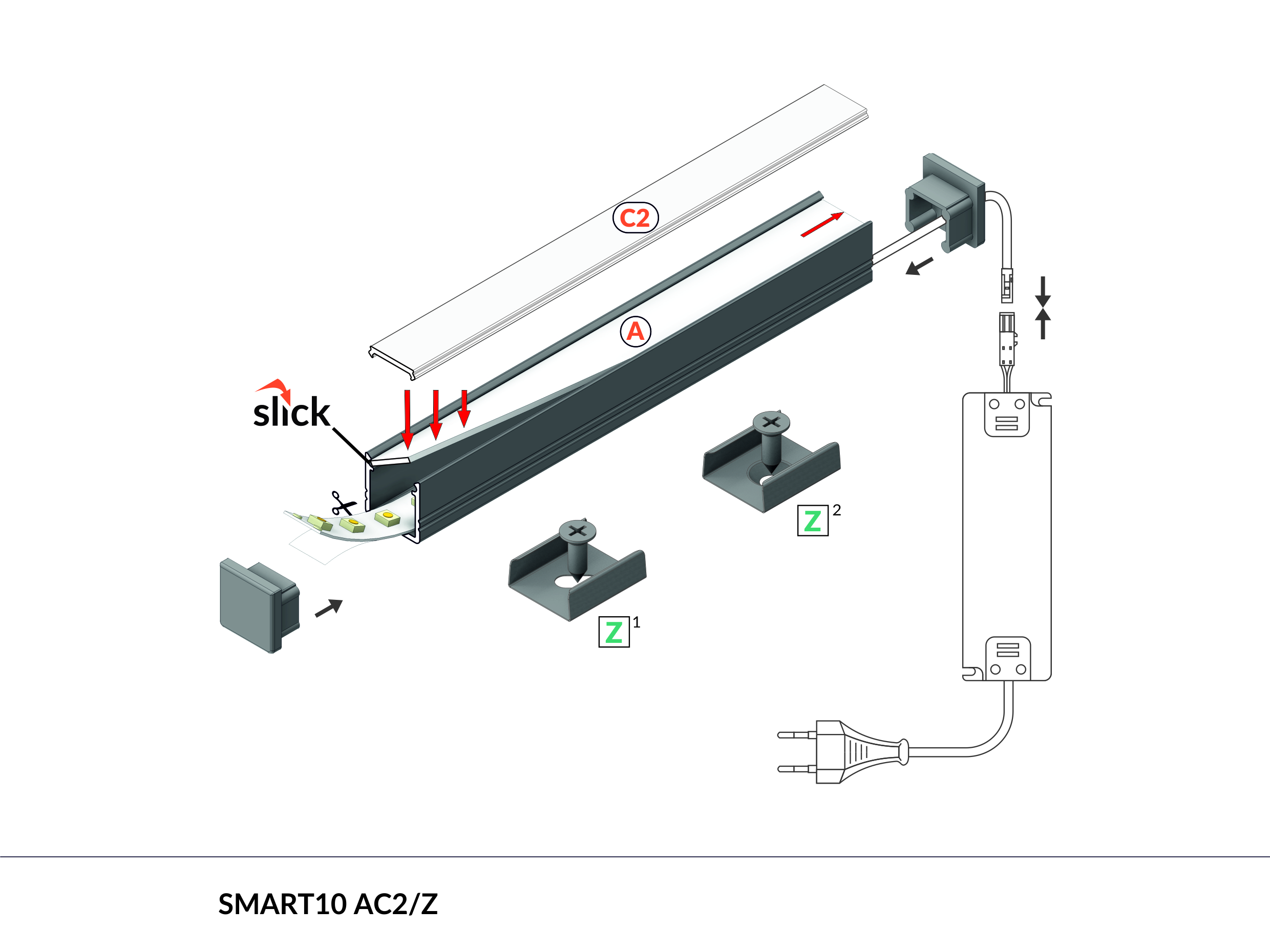 Produit — Terminaison SMART-IN10 gris passage de câble (set de 2)