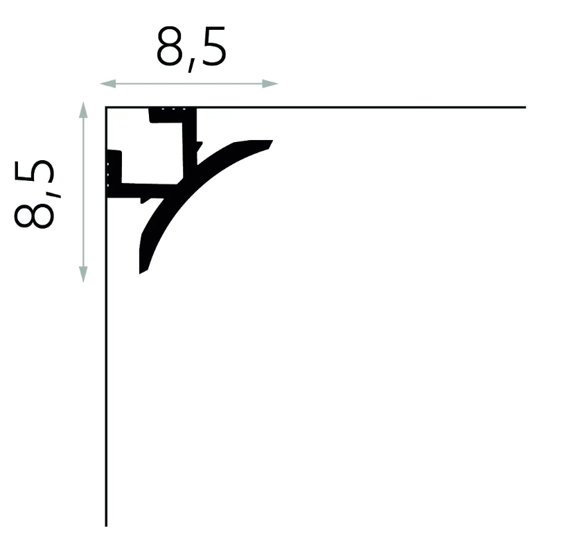 Produit — Moulure Corniche pour LED QL002 2M - STANDARD