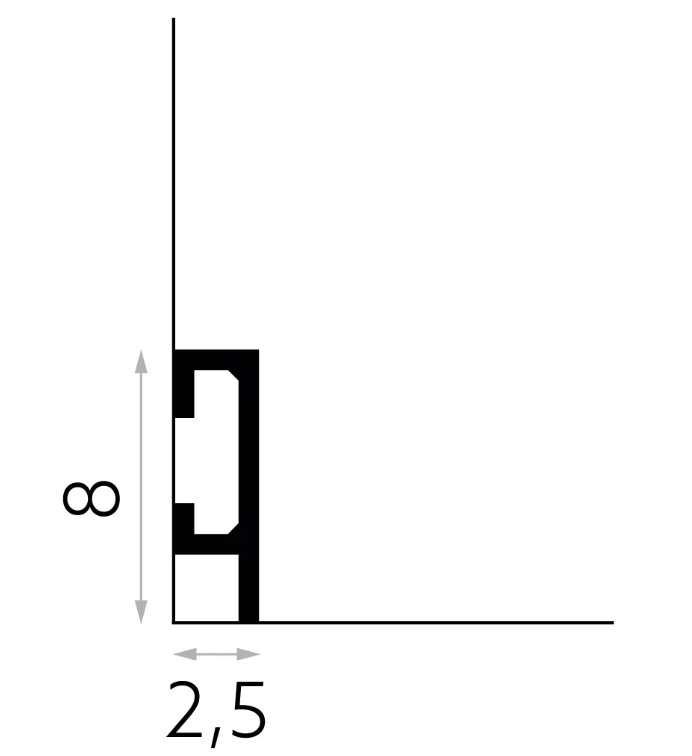 Produit — Moulure Murale pour LED QL019 2M - STANDARD