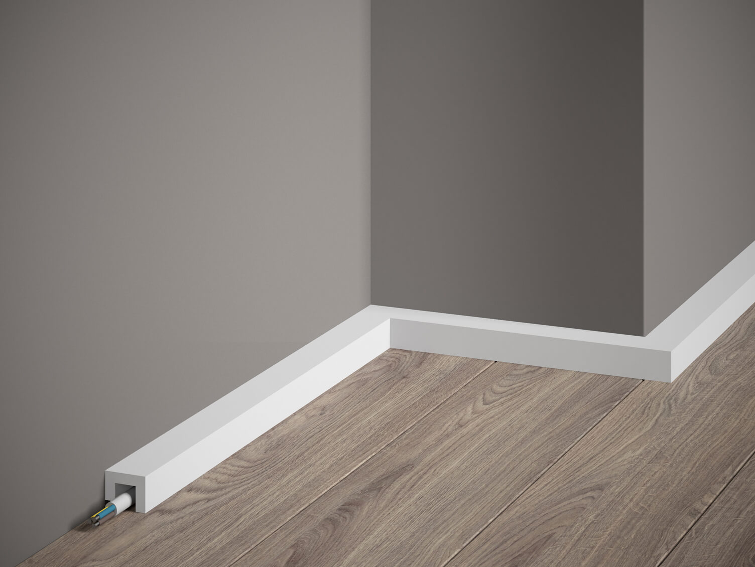 Produit — Moulure Plinthe passe câble QL021P 2M - PREMIUM