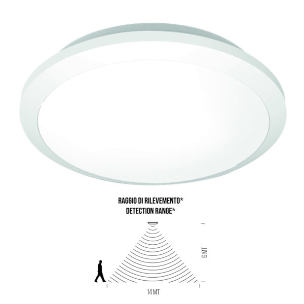 Produit — Hublot LED diam 300 4000K 16W 1200L IK10 - détecteur HF