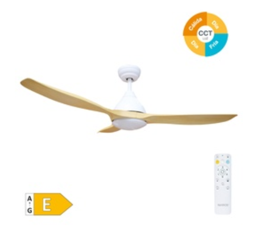 Produit — Ventilateur de plafond Luma avec lumière CCT réglable et contrôle Ø117