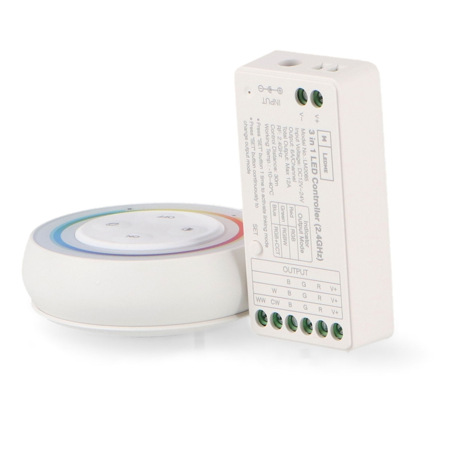 Produit — Contrôleur de Variateur Rgb+Cct 12/24V Dc + Télécommande Rf