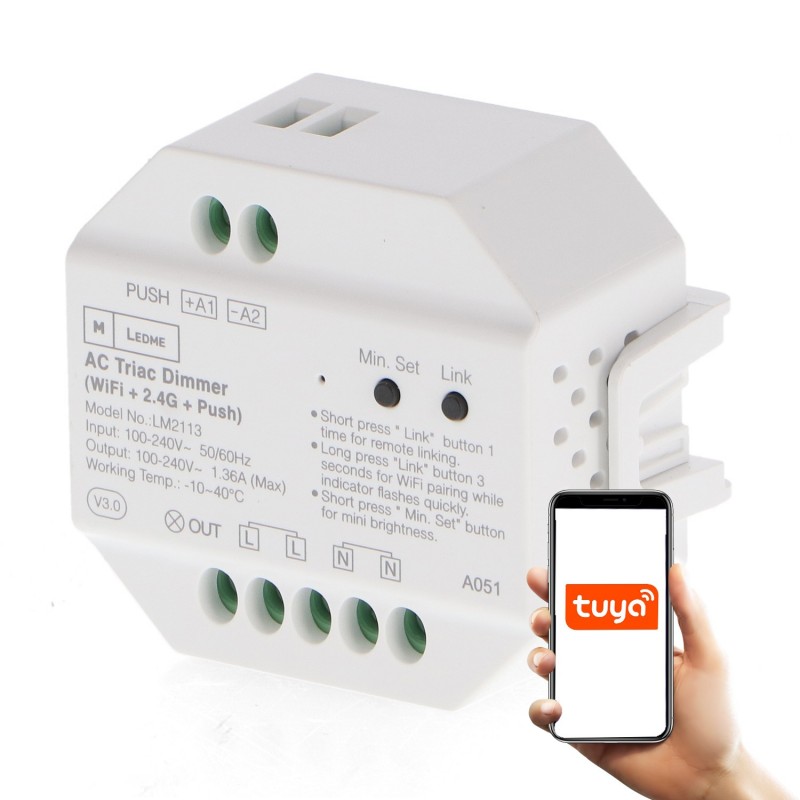 Produit — Variateur Led Triac Rf Compatible Avec Bouton Poussoir Wifi