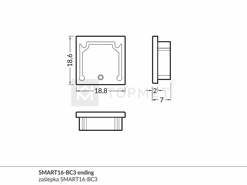 Dimensions — Terminaison SMART16 blanc (set x2)
