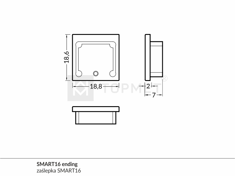 Dimensions — Terminaison SMART16 noir (set x2)