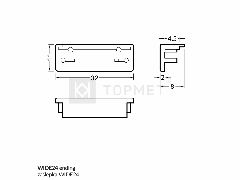 Dimensions — Diffuseur G 1m dépoli