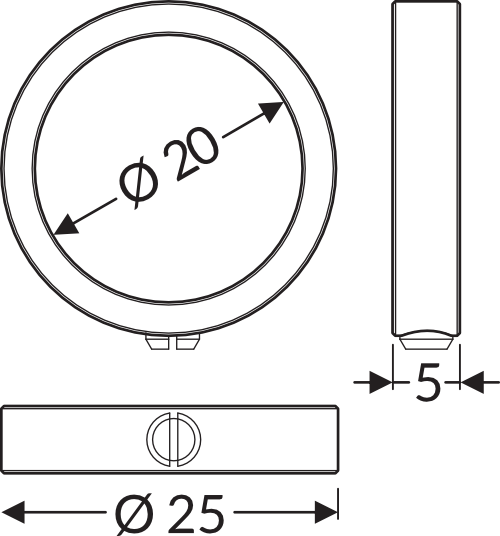 Dimensions — Anneau support PEN12 chrome (set x2)