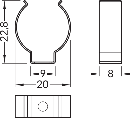 Dimensions — Holder PEN12 inox (set x2)