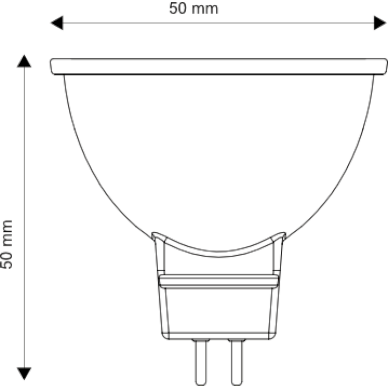 Dimensions — Ampoule LED SMD MR16 3000K 6W 450L 12V GU5,3 100°