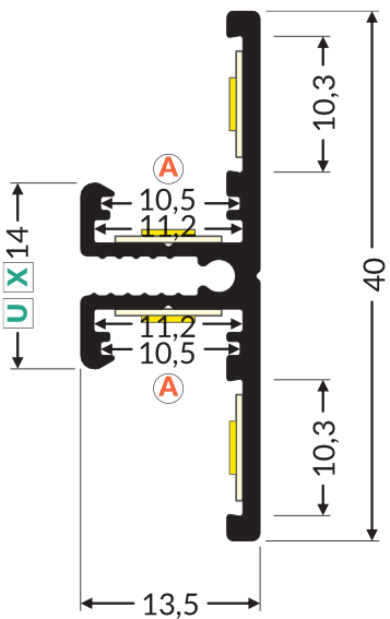 Dimensions — Profilé LED BACK10 /2m alu brut (A/UX)
