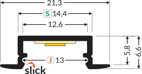 Dimensions — Profilé LED BEGTIN12 /1m alu brut (J/S)