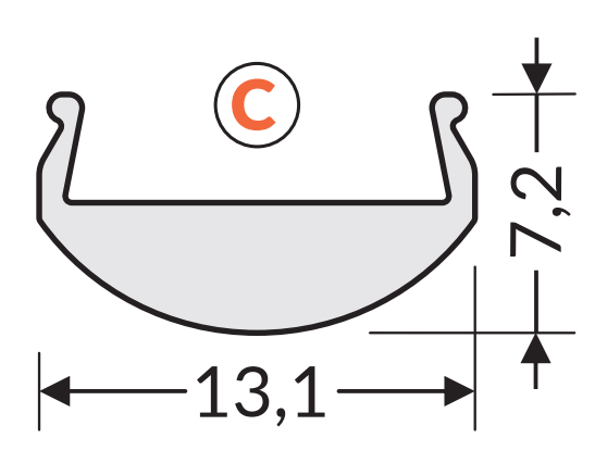 Dimensions — Diffuseur lentille C 1m transparent