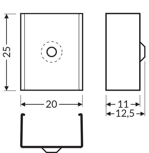 Dimensions — Fixation U4 cone blanc painted (set x2)
