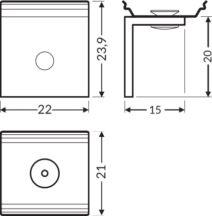 Dimensions — Fixation U5 side brut (set x2)