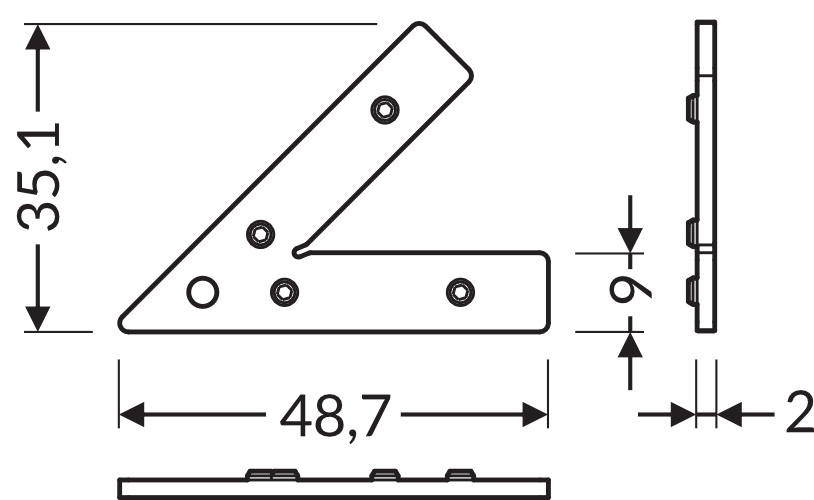 Dimensions — Connecteur Q9 (7) -45°