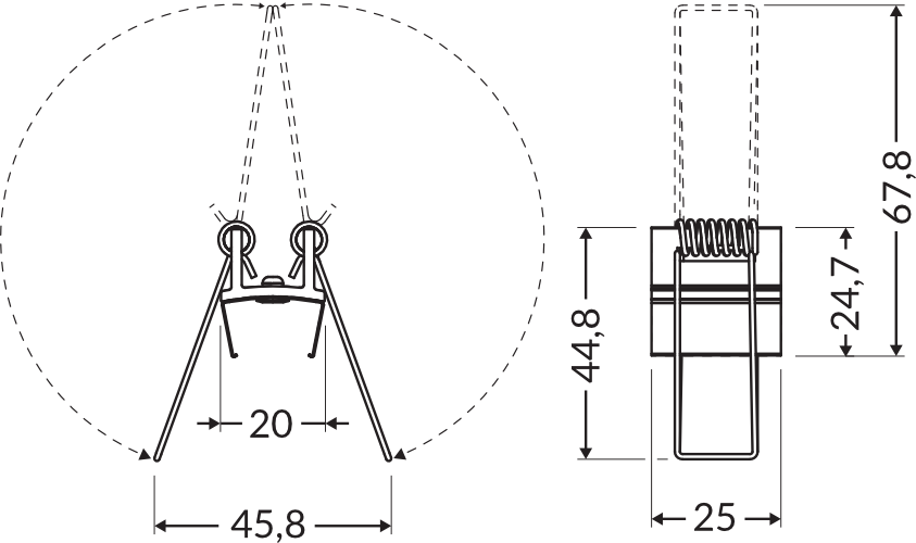 Dimensions — Fixation U4 spring inox