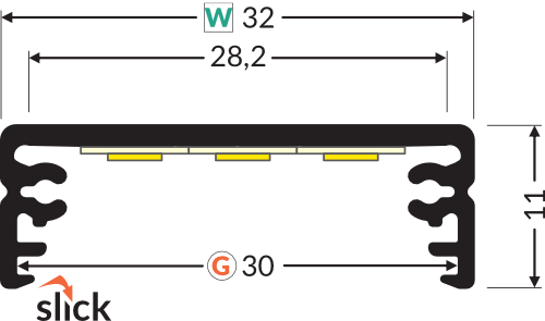 Dimensions — Profilé LED WIDE24 /2m alu brut