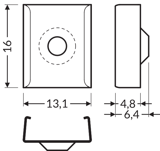 Dimensions — Support de fixation Z flexible percage conique inox