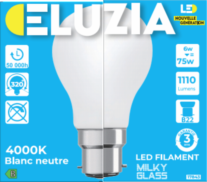 Produit — Ampoule LED Fil. Std Milky 4000K 6W 1110L E27 - classe B