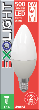 Produit — Ampoule LED SMD Flamme lisse opale 3000K 6W 500L E14 -Bx1