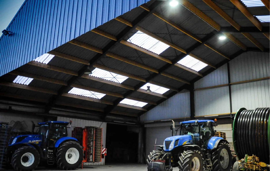 Éclairage LED d'un bâtiment agricole
