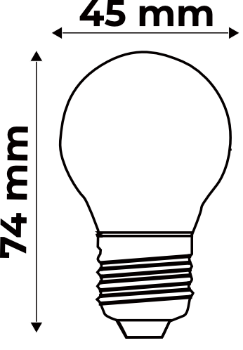 Ampoule LED Fil. (D) mini sphér. P45 claire 2700K 4W 400L E27 free-flicker - Bx1