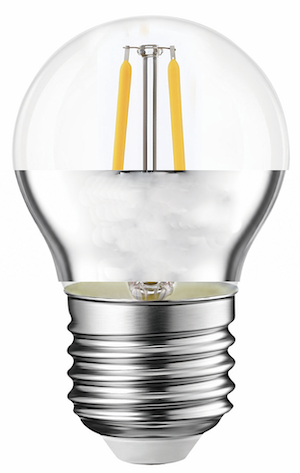 Ampoule LED Fil. (D) mini sphér. P45 demi argentée 2700K 2,5W 250L E27 free-flicker - Bx1